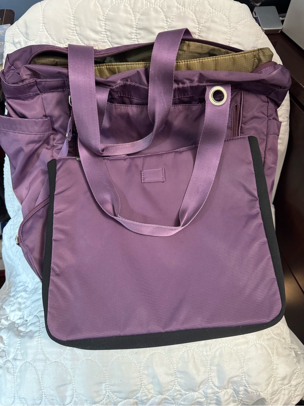 eBags Purple Organizer Tote Bag Fits 14" Laptop | Travel Work Bag